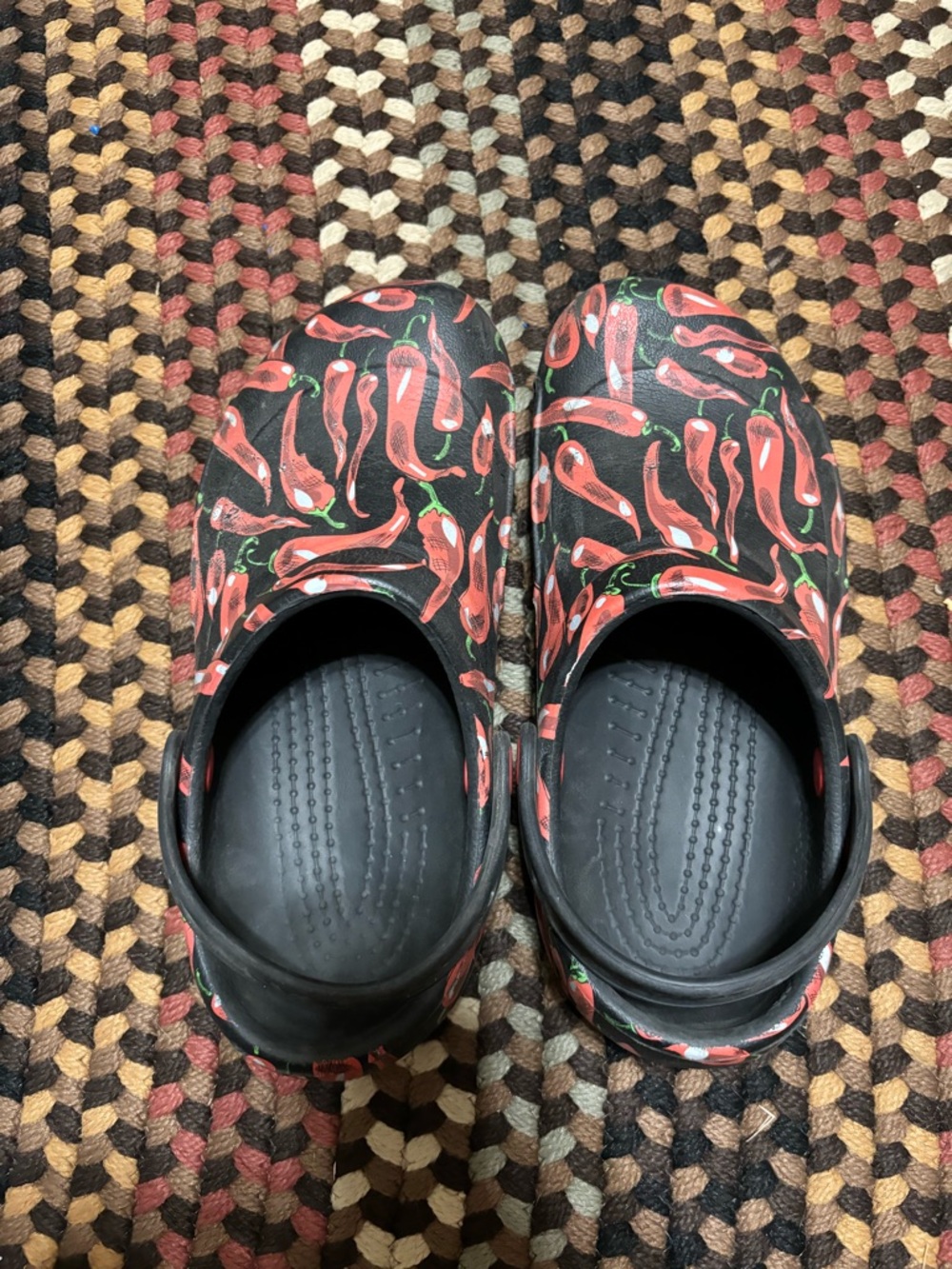 Crocs with cayenne pepper pattern